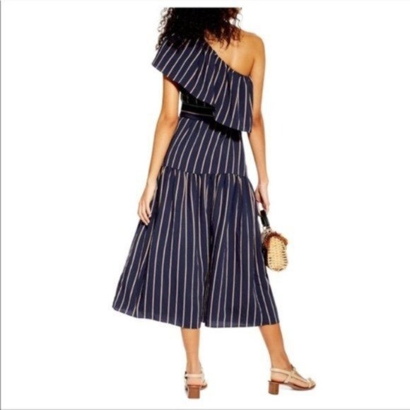 TOPSHOP Sicily One-Shoulder Midi Dress - Blue - NWT - Size 6 - Picture 2 of 5